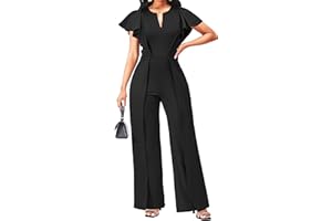 SxClub Elegant Jumpsuits for Women Dressy Formal Casual Long Straight Pants Business Jumpsuit