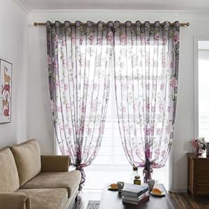 Ruier-hui Ventana floral cortina de tul cortinas de voile neto cortina