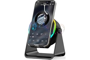 GIM Wireless Induction Speaker- 5 in1 Bluetooth Speaker Phone Stand with Colorful Ambient Light 360° Rotation Compatible with iPhone Android iPad Samsung Galaxy- Unique Birthday Gift for Men Women Adults