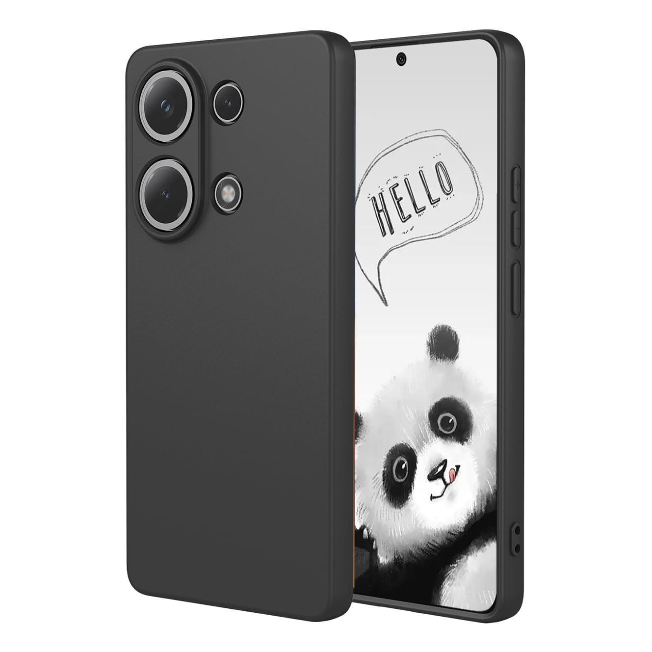 YUECXIN Case for Xiaomi Redmi Note 13 Pro 4G / Poco M6 Pro 4G, Ultra thin Liquid Silicone Silky Soft Touch Cover, with Microfiber Lining Shockproof TPU Bumper Rubber Girls Women Case. Black