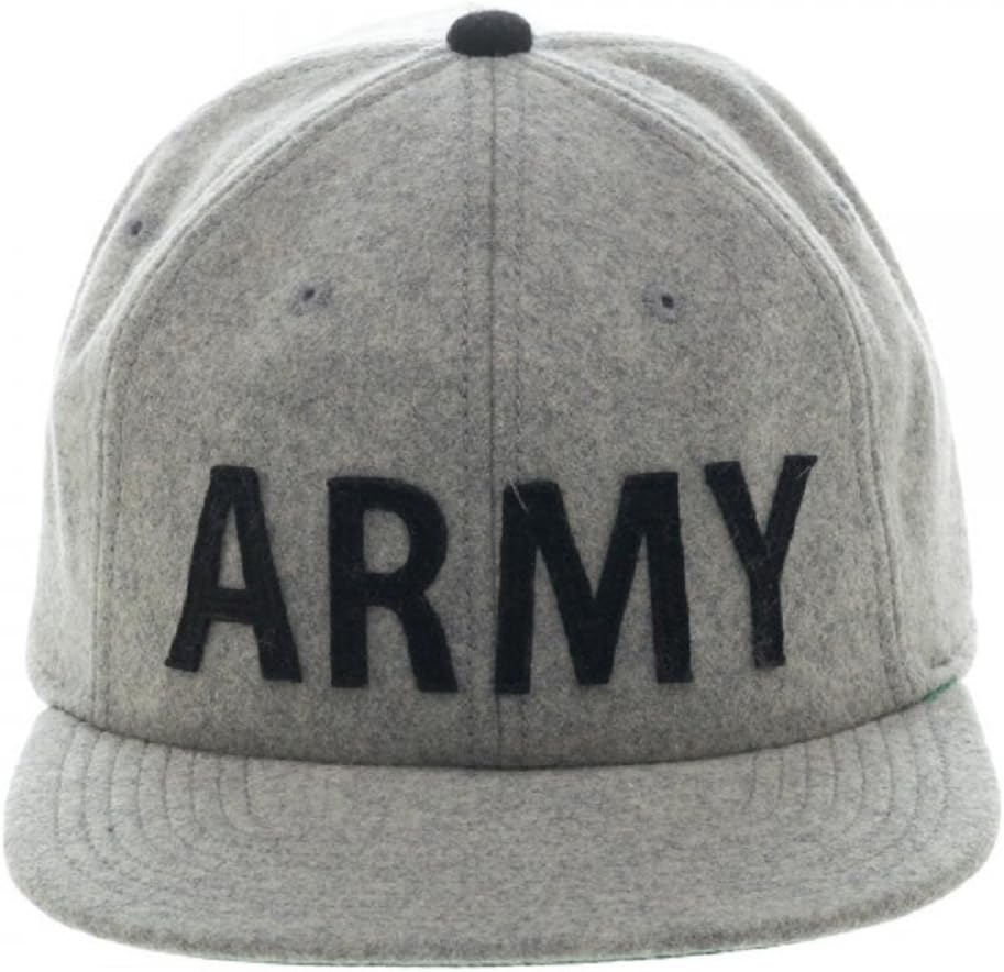 Army Text Wool Flat Bill Strapback Adjustable Hat Ball Cap