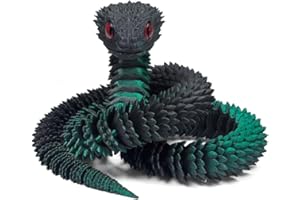 SGYYSG 3D Printed Snake - 21 Inch Movable Articulated Snake, Perfect 3D Printed Animals for Educational Toys! Must-Have Toys for Kids and Collectors, Home Office Executive Desk Decor (Black Green)