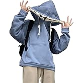 YEMOCILE Women Cute Shark Hoodie Long Sleeve Blue Kawaii Animal Shark Shape Hooded Pullover Sweatshirts