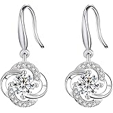 Four- Leaf Clover 5A Cubic Zirconia Sterling Silver Dangle Drop Earrings Gift for Women Gemini Sets