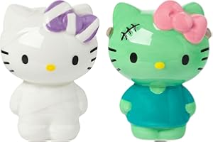 Silver Buffalo Sanrio Hello Kitty Halloween Ceramic Salt and Pepper Shaker Set, 5” L x 2” W x 3.5” H