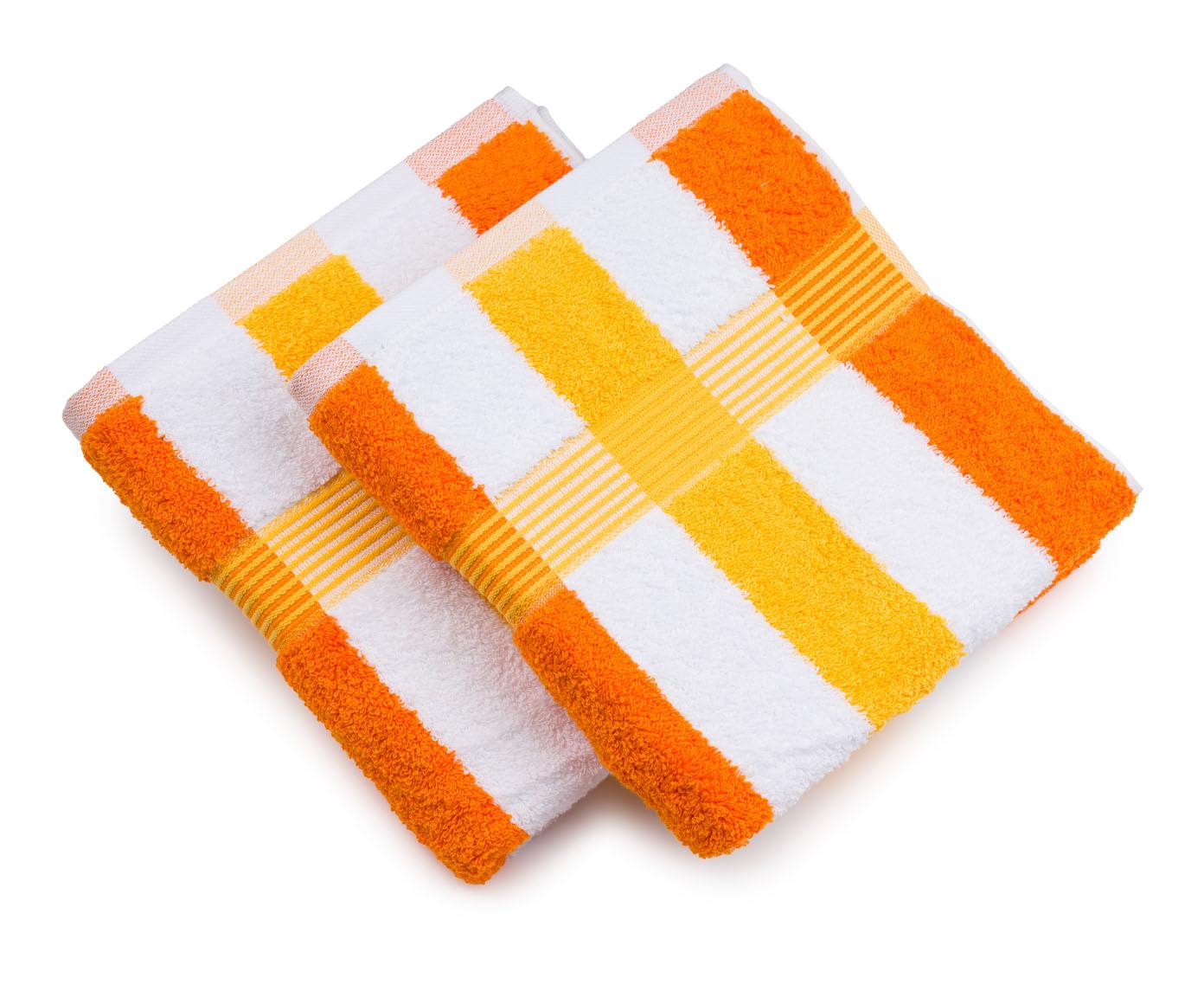 Gözze - New York Striped Hand Towels, Set of 2, Soft and Absorbent, 100% Cotton, 50 x 100 cm - Orange/White/Yellow — image 1