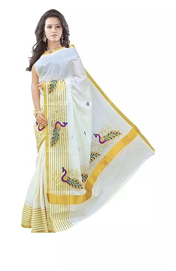 cotton kerala kasavu zari saree with running blouse