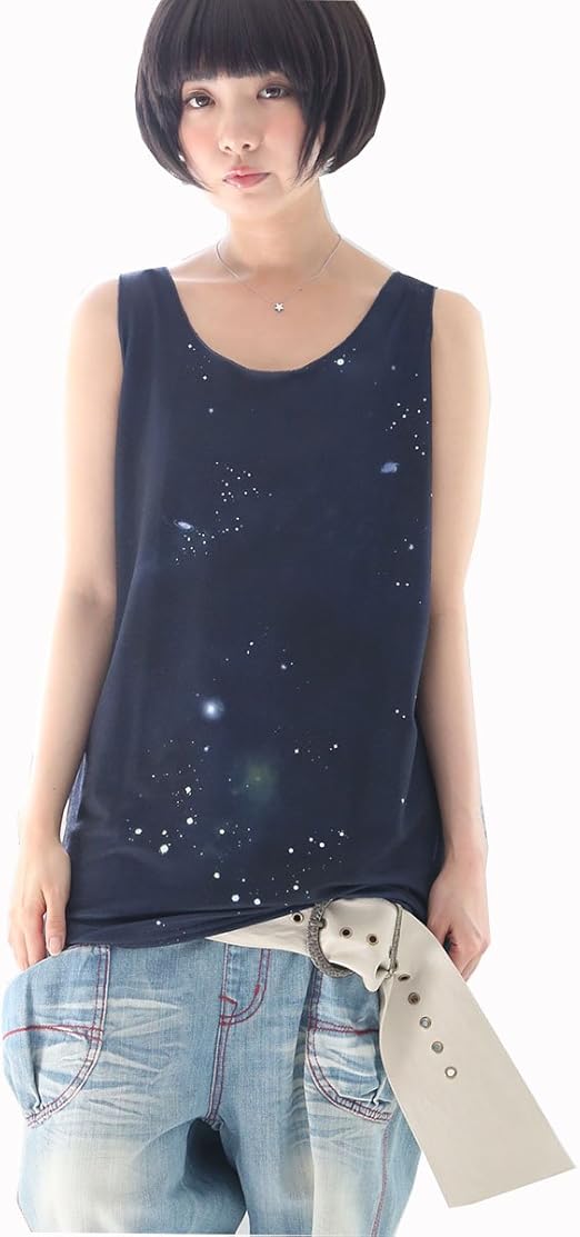 Amazon ノアール N Or コズミックロングタンク ネイビー 1 キャミソール タンクトップ 通販