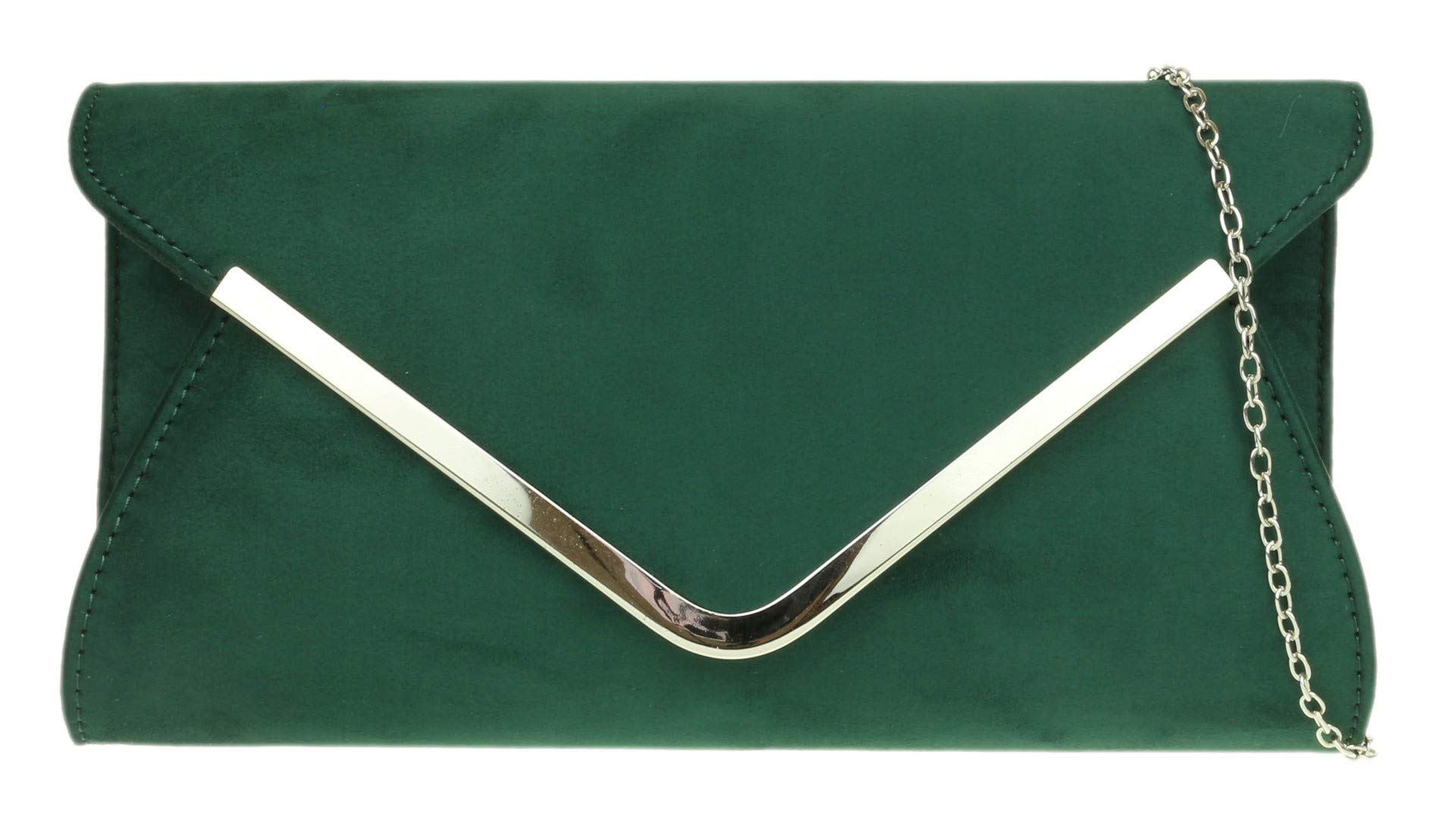 Girly Handbags Womens Envelope Clutch Bag (Dark Green)