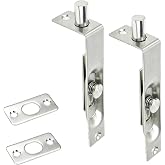 Xiaoyztan 2 Sets 4-Inch L-Type Flush Bolt Stainless Steel Security Latch Lock for Double Doors Composite Doors French Doors (0.7-Inch Width & 1.3-Inch Depth, Silver)