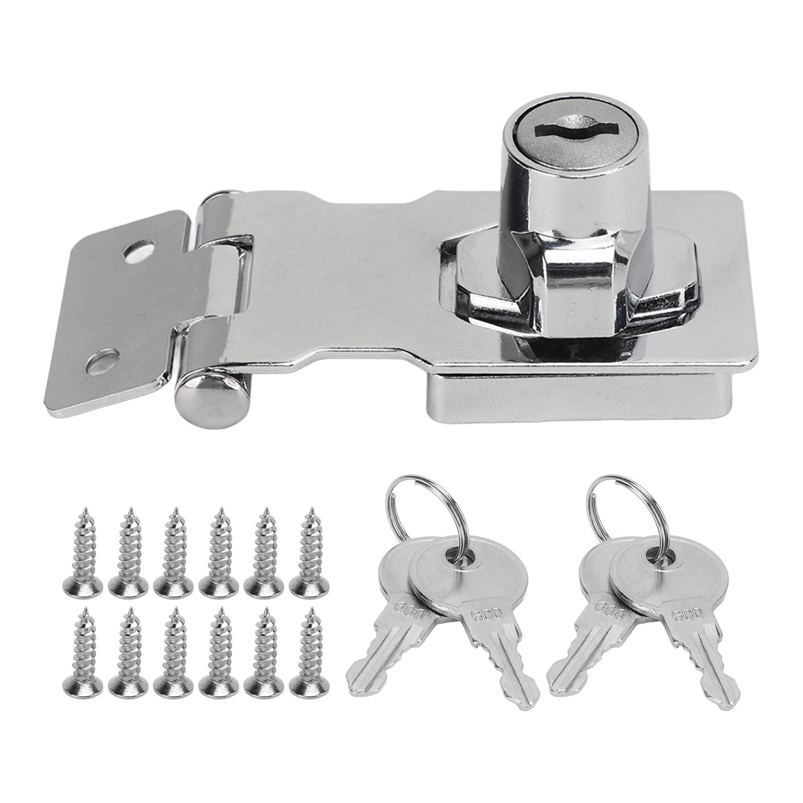2 Packs 2.5in Keyed Hasp Lock Twist Knob Zinc Alloy Safe Hasp Home Lock Durable Sturdy Design Silver Suitbale for Drawers Mailbox Cabinet Doors