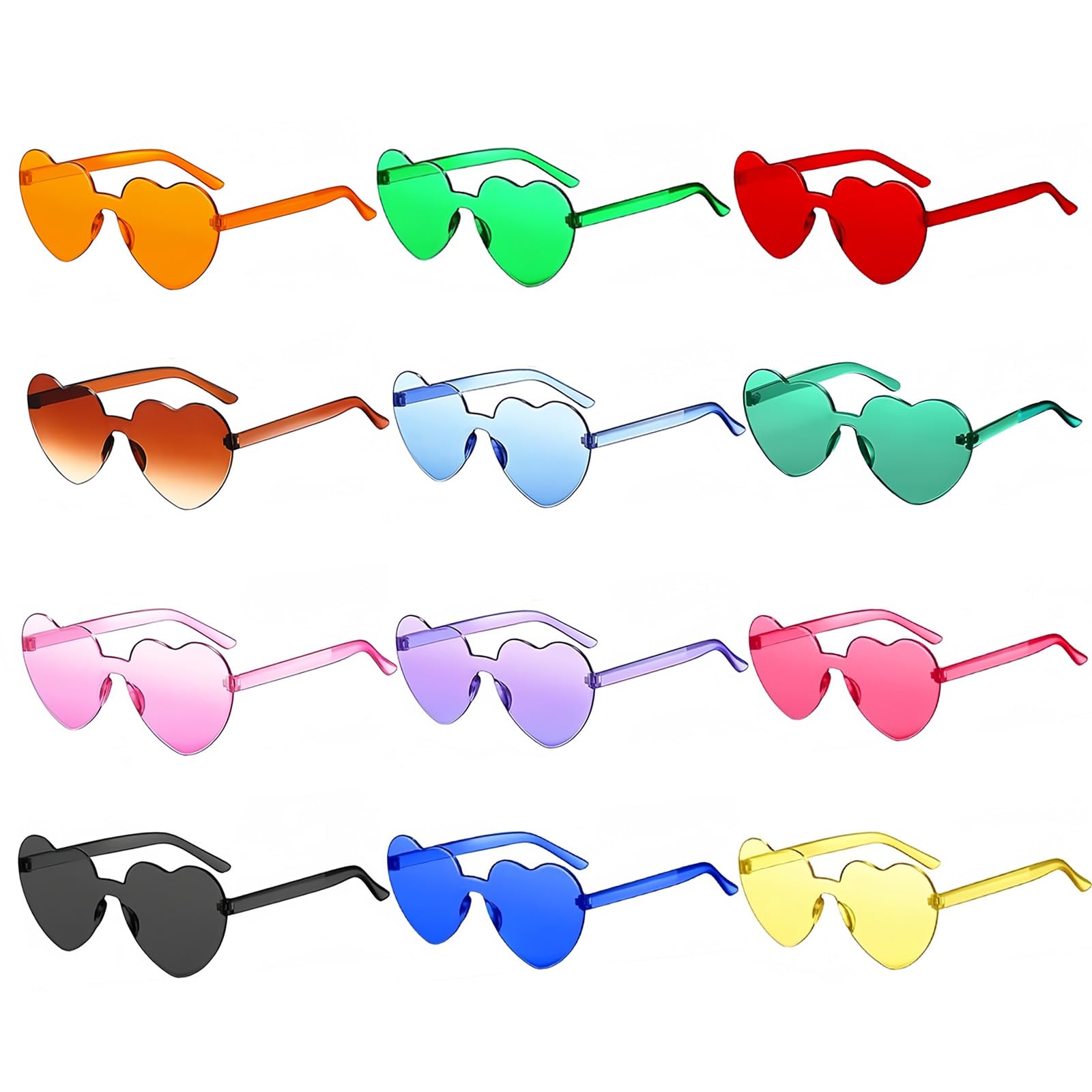 12Pcs Heart Shaped Sunglasses Party Glasses for Kids Adults,Festival Glasses Fancy Dress Sunglass Funky Hippie Glasses Heart Shape Glasses Multipack for Children,Costume Bachelorette Party Accessories
