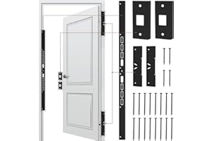 LNYTFEE 46" Jamb Repair Kit For Interior Doors,Door Armor,Frame & Hinges Door Lock Security,Anti Door Kick In Heavy Duty Striker Plate Kit For Any Interior Door Jamb Door Frame (black)Ultimate Door Protection