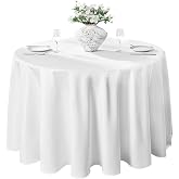 VidaFete Classic Series 1 Pack 120inch Round Polyester Table Cloth, White | Stain and Wrinkle Resistant Polyester Dining Table Cover for Kitchen Dining Party Wedding Tabletop Buffet Decoration
