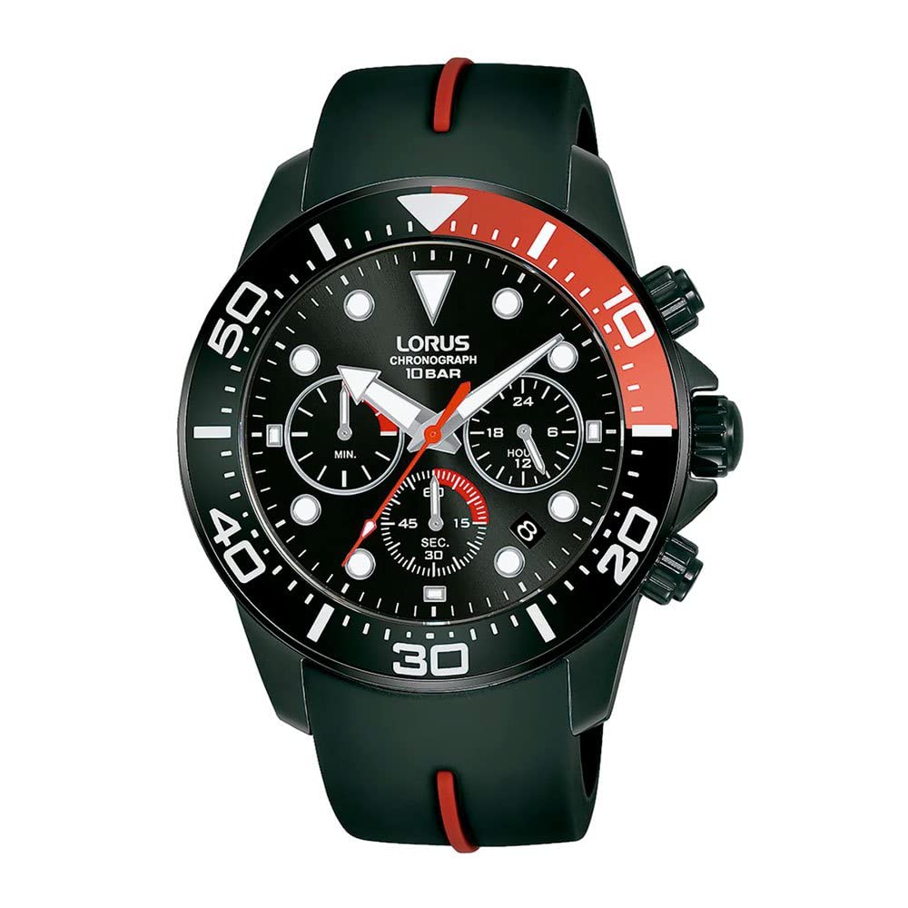 Lorus RT347JX9 Women's Automatic Watch Stainless Steel with Stainless Steel Strap, Black/red, Sports