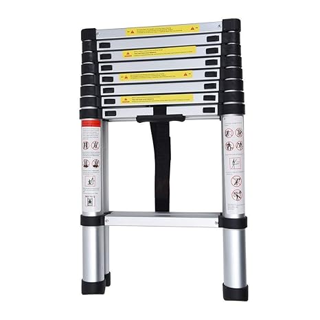 HOME BUY Aluminium Folding Step Ladder Portable and Compact 7-Steps Telescopic 2 m Foldable for Household and Outdoor Purpose, Large, Multicolour