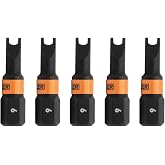 5pc Spanner #6 Snake Eye Bit Set 1 Inch S2 Steel Impact Bits 1/4" Shank | Two-prong notch design for tamper-proof security screws. Ideal for public fixtures, elevators &amp; 1/4" hex chucks.