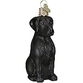 Old World Christmas Black Labrador Dog Collection Glass Blown Ornaments for Christmas Tree 3.75 x 1.5