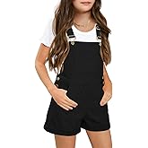 Haloumoning Girls Corduroy Overall Shorts Kids Cute Romper Shortalls with Pockets 5-14 Years