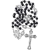 KOMI 6mm Glass Pearl Rosary Beads for Women Virgin Mary Rosaries with Rosary Pouch Catholic Gifts Rosarios Catolicos