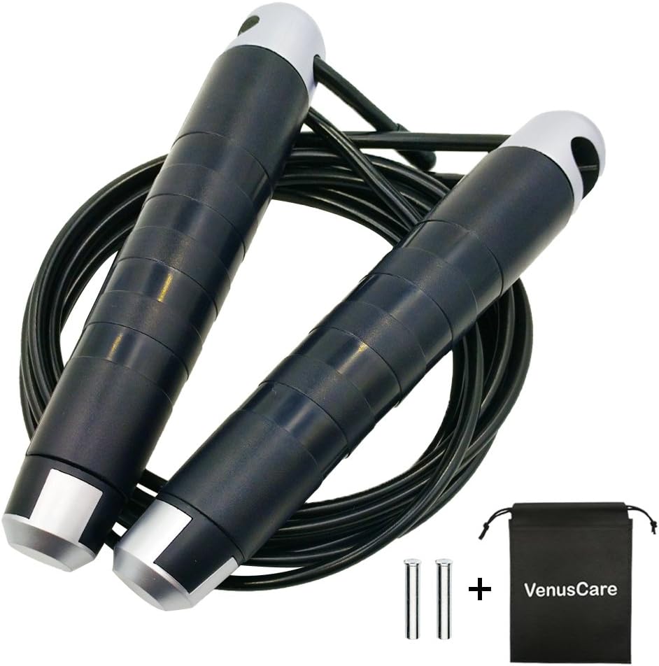VenusCare Weighted Jump Rope, Speed Jumping Rope Adjustable for Skipping Exercise Workout Boxing MMA Fitness Cardio 3M x 4.4MM