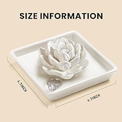 PUDDING CABIN White Lotus Ring Holder Dish, Jewelry