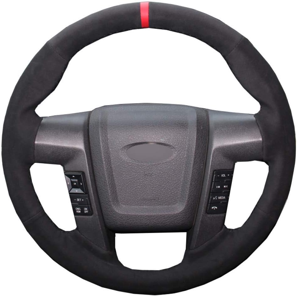 Mano coser cubierta del volante del coche de trenza en el volante para Ford F-150 F150 SVT Raptor 2010, 2011 2012, 2013, 2014,