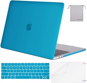 MOSISO MacBook Pro 13 inch Case 2019 2018 2017 2016 Release A2159 A1989 A1706 A1708, Plastic Hard Shell Case&Keyboard Cover&Screen Protector&Storage Bag Compatible with MacBook Pro 13, Aqua Blue