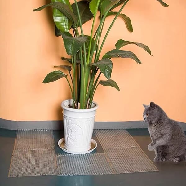 CAT SPIKE MAT OUTDOOR INDOOR CAT DETERRENT SCAT MAT KEEP CATS/DOGS OFF COUNTER PET DETERRENT TRAINING MATS PLASTIC MATS WITH SPIKES (18.3 SQ.FT,16″ X 13″) (10)