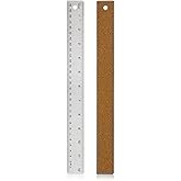 Stainless Steel Metal Ruler with Non-Slip Cork Back for Home Improvement, Planner Accessories, College School Supplies, Draft