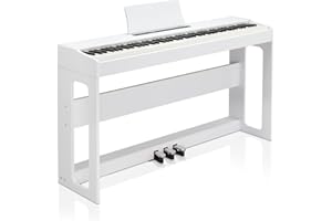 Ktaxon Digital Piano 88-Key Weighted Action Electric Piano with 3-Pedal Unit, Double Bluetooth, Split/Touch/Transpose Control Functions(White)