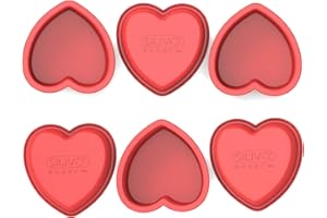 SILIVO Mini Heart Shaped Cake Pans (6 Pack) - 9 cm Nonstick Small Heart Shaped Cupcake Pan for Smash Cake, Muffin and Brownie