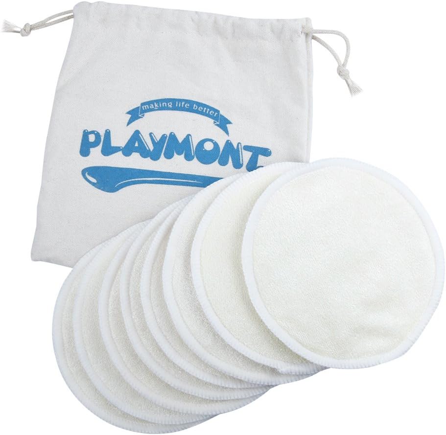 Nursing Pads Washable and Reusable Breast Breastfeeding Bra Pads by Playmont (8PCs, 4 Pair)