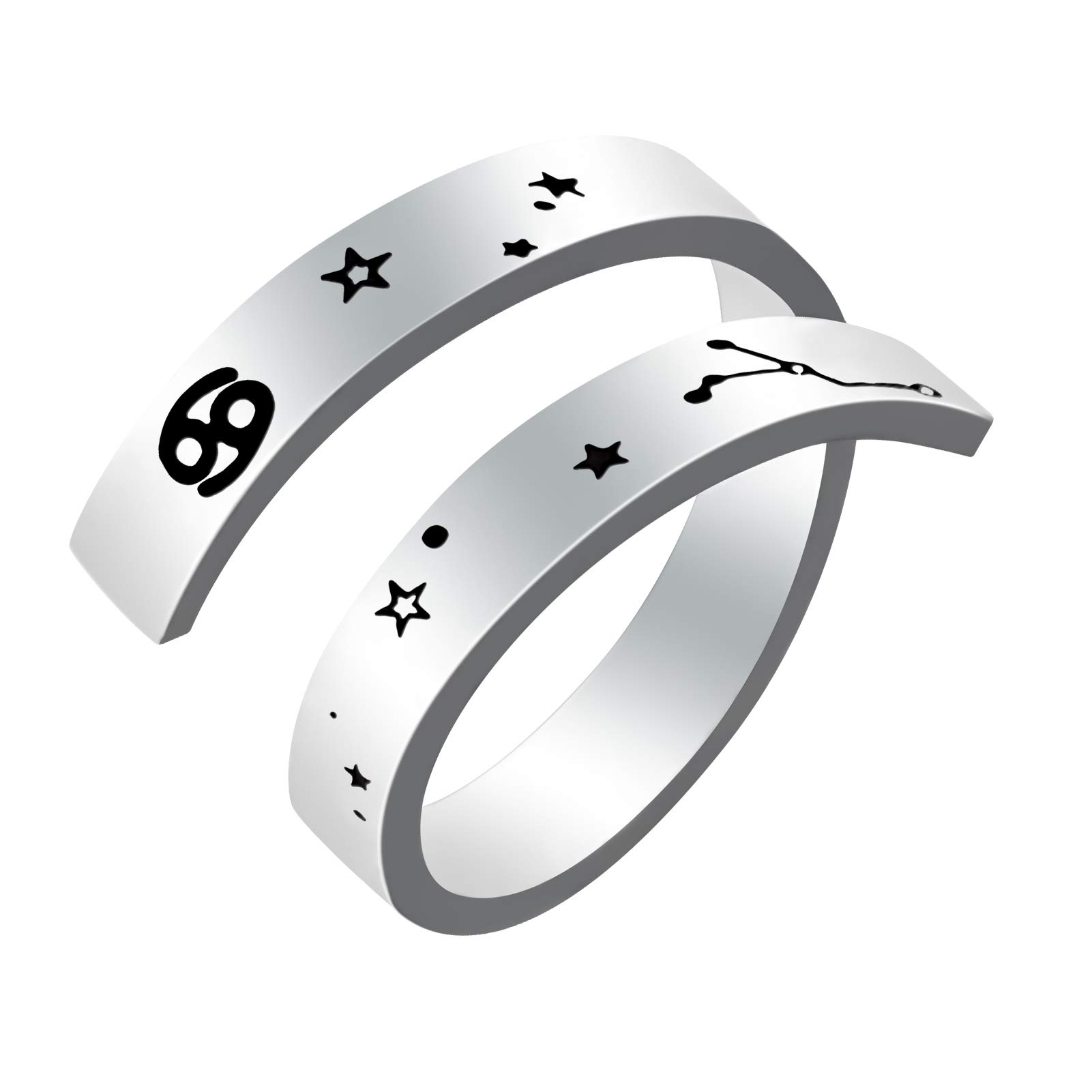 Kucheed Cancer Rings for Women Men, Stainless Steel Zodiac Engraving Open Finger Rings, 12 Horoscope Astrology Statement Vintage Bands, US Size 8-9 Thumb Ring Jewelry Personality Gifts