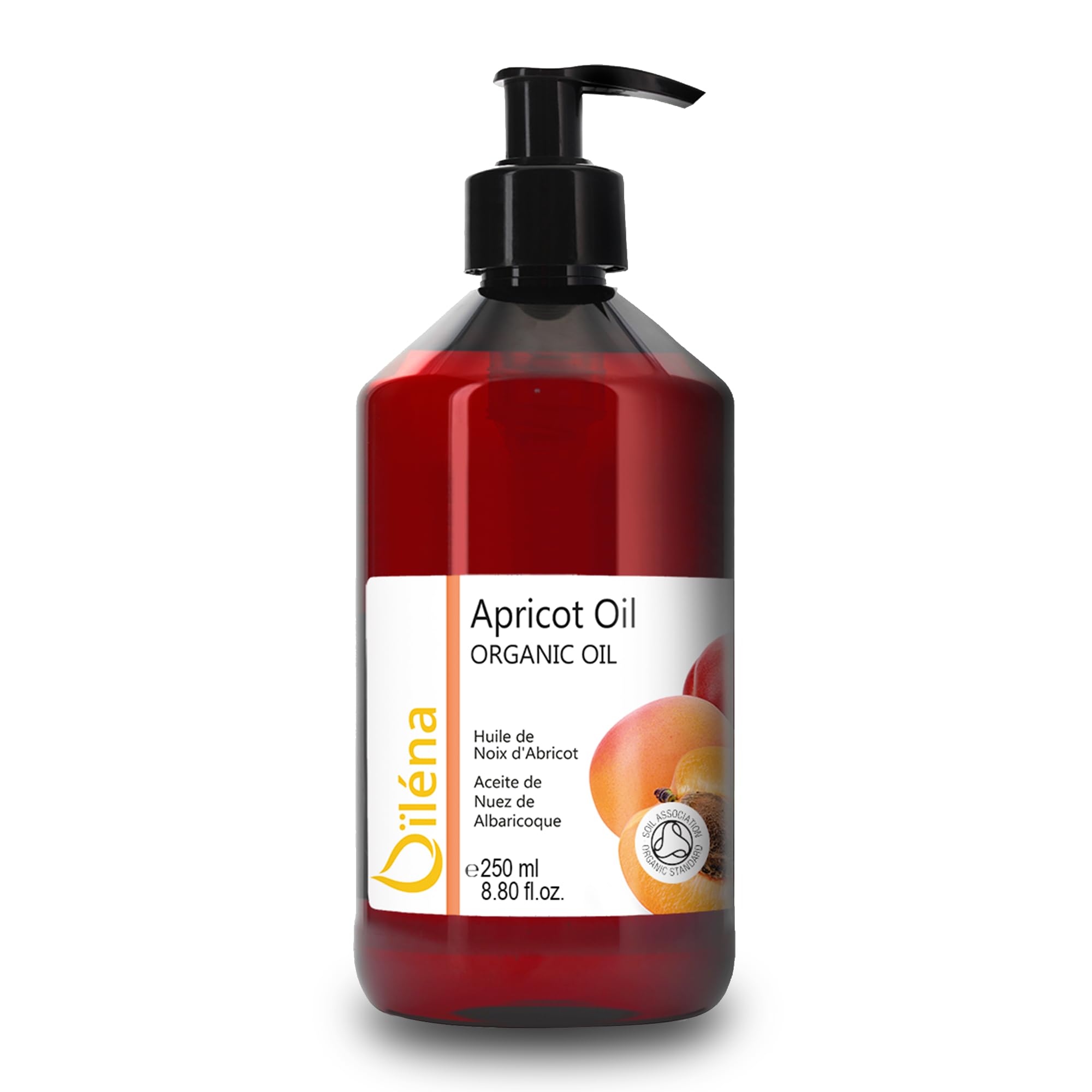 Oïléna Organic Apricot Kernel Oil 100% Pure, Natural, Vegan, No GMO - Aromatherapy Massage Oil Hair Skin Body Certified BIO Moisturizer for face, body and hair 250 ml 8.8 fl oz