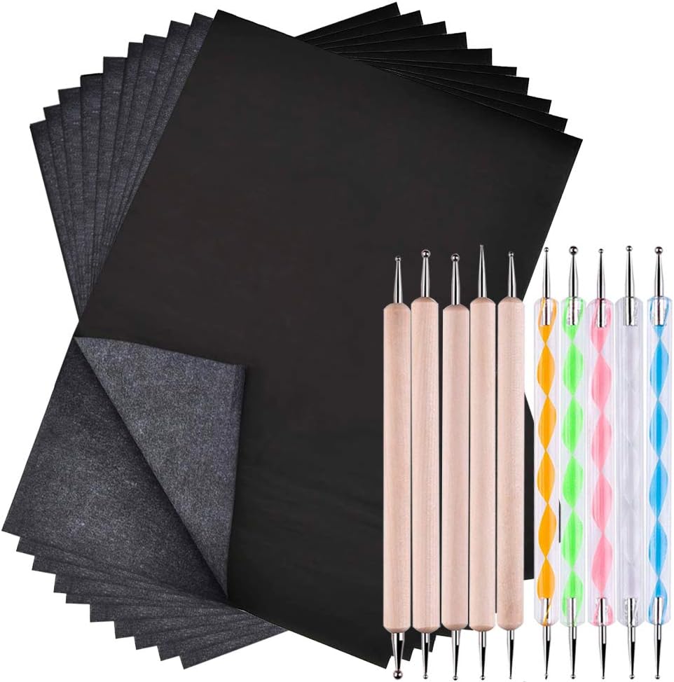 SENHAI 100 Sheets Carbon Transfer Paper & 10 Pcs Double Ended Embossing