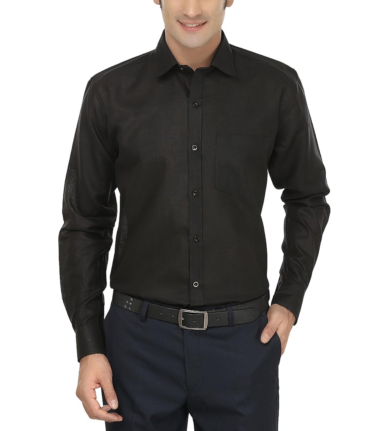 jay & u men's cotton linen blend formal shirt