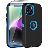 Aimoll-88 for iPhone 14 Case, with 2 Screen Protector Shockproof Military-Grade Protection, Full-Body Rugged an-Scratch Dropproof Heavy Duty Protective Cover for Apple iPhone 14 (Black/Blue)