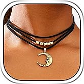 JAKAWIN Black Choker Necklace Gothic Moon Pendant Necklaces for Women