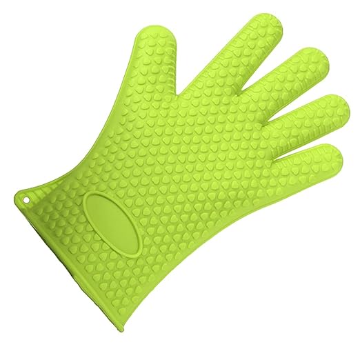 Imported Silicone Glove Nonslip Waterproof Mitts Heat Hot Resistant Cook Holder-Green