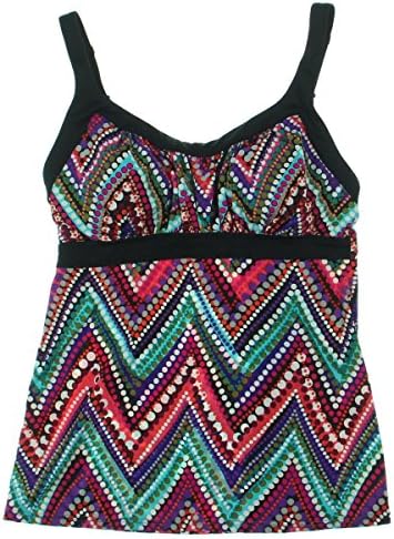 Swim Solutions Womens Bust Support Tankini Swim Top Separates Black 10