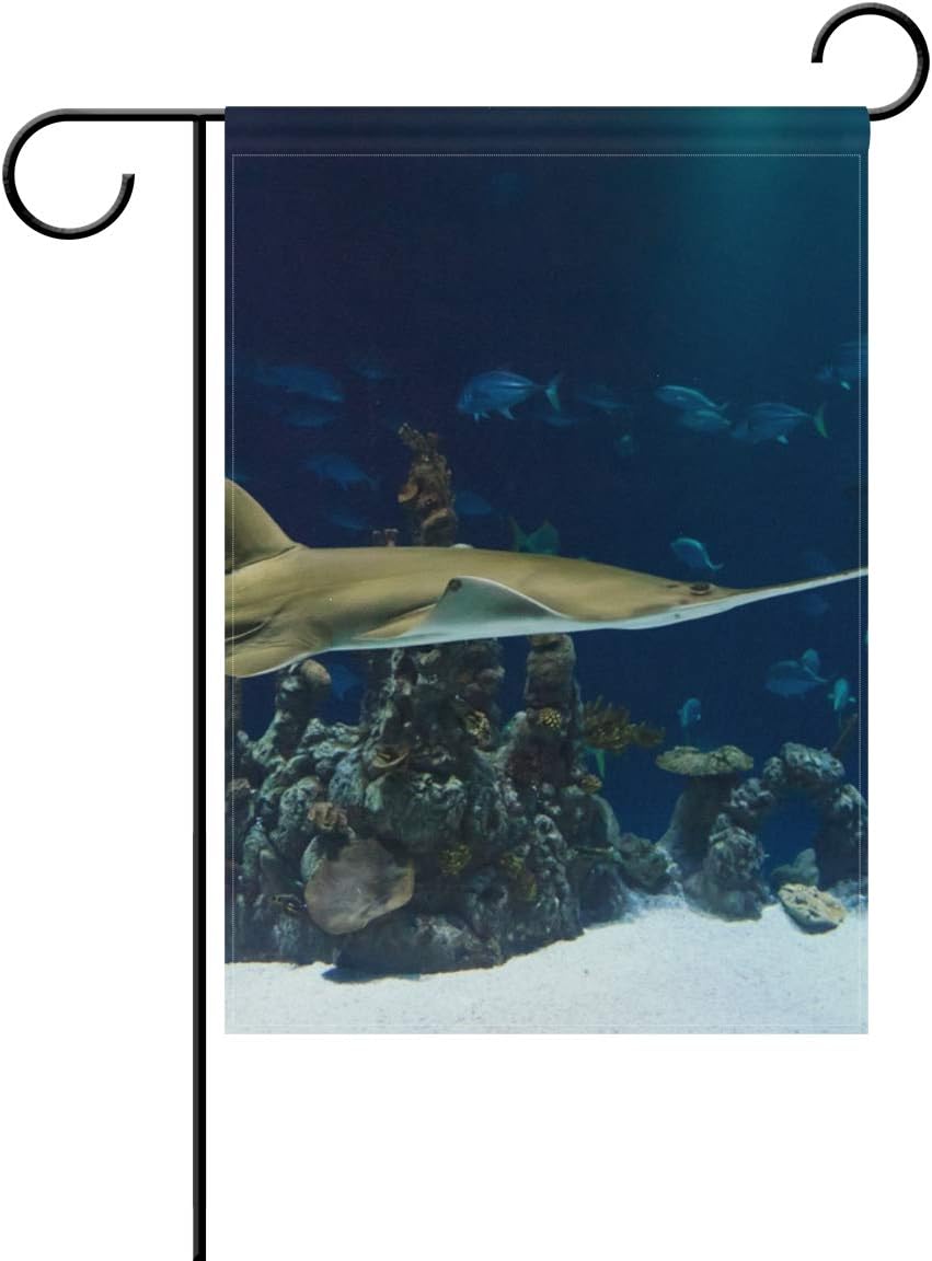 DEZIRO Aquarium Small Shark Yard Flag Custom Garden Flag Double Sided