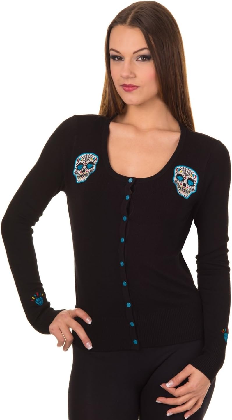Women's Inferno Sugar Skull Rockabilly Retro Punk Cardigan