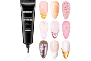 JODSONE Clear 3D Gel Nail Art - 15g No Wipe Crystal Clear Sculpting Gel for DIY 3D Nail Art Design, Texture Molding & Rhinestone Decoration