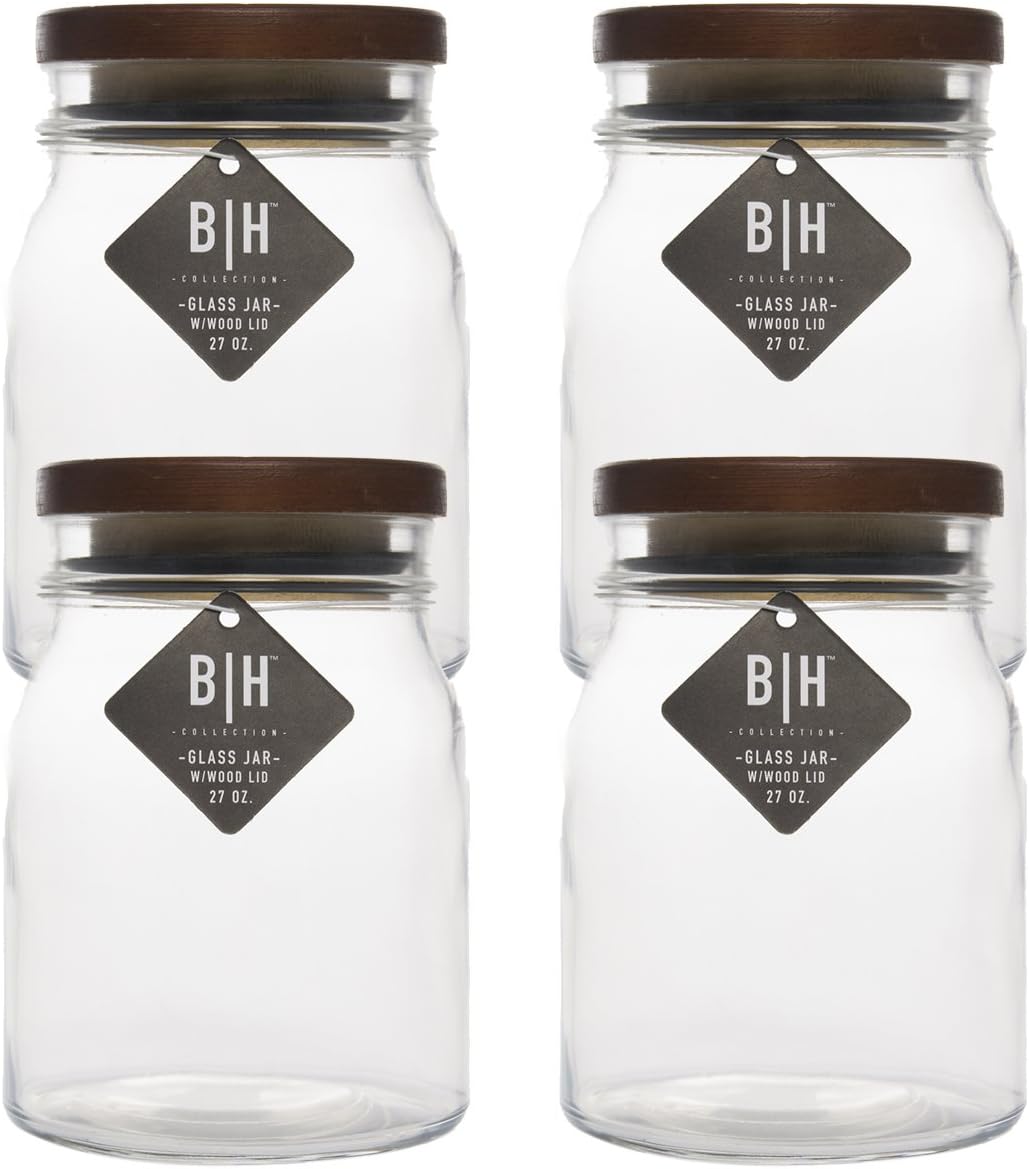 Blue Harbor (4 Pack) 27oz Clear Glass Storage Jars With