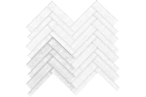 Modket TDH417MG-S Sample Pure White Pearl Iridescent Crystal Glass Herringbone Modern Mosaic Tile Backsplash Kitchen Bath Bathroom Shower Interior Wall