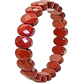 YXBOMG Red Jasper Bracelet Natural Crystal Stretch Bracelet Gift for Women Men Christmas Birthday Energy Healing Bring Happiness Luck Wealth