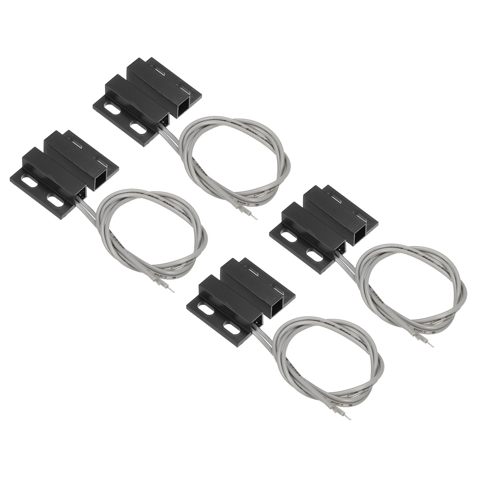 PATIKIL Magnetic Reed Switch, 4 Pack NO Wired Surface-Mounted Magnetic Contact Switch for Door Window, Black