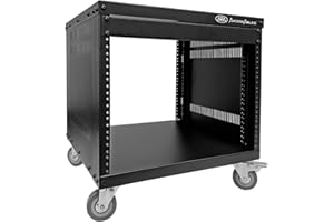 AXA AXCESSABLES AxcessAbles RK 8U Equipment Rolling Cabinet Rack Stand with Locking Caster Wheels (Compatible with American 5mm & European 6mm Racks) Audio Video, Recording Studio, Music, Live Sound, Church Storage