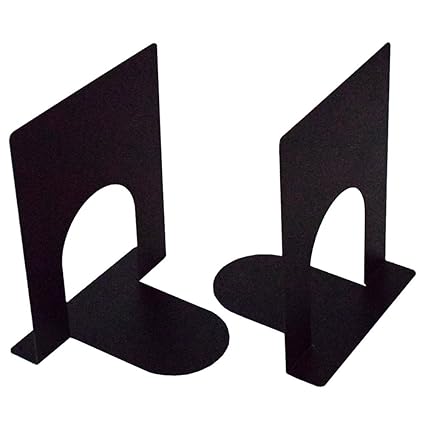 A10SHOP Ares 1 Heavy Gauge Metal Bookends, Non Skid Base- Set of 2 (Black)